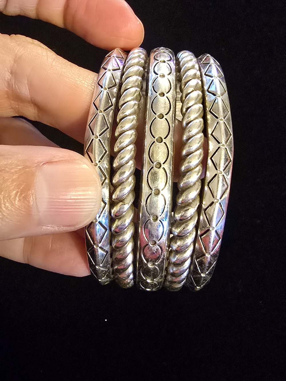 Brighton Silver-Tone Textured Bangle Bracelet